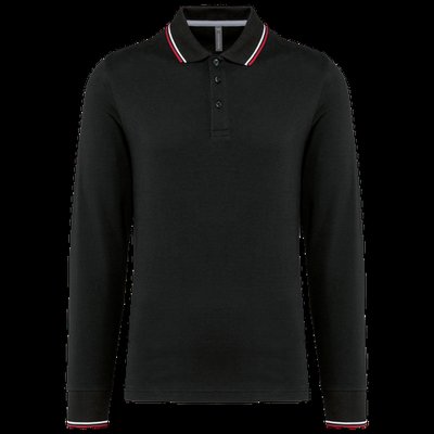 Polo ajustado manga larga hombre Black / Red / White Xl