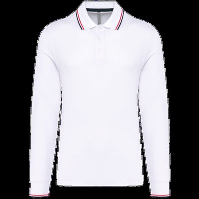 Polo ajustado manga larga hombre White / Navy / Red Xl