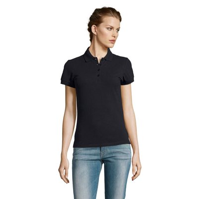 Polo Ajustado Mujer 210g Algodón Azul Mar M