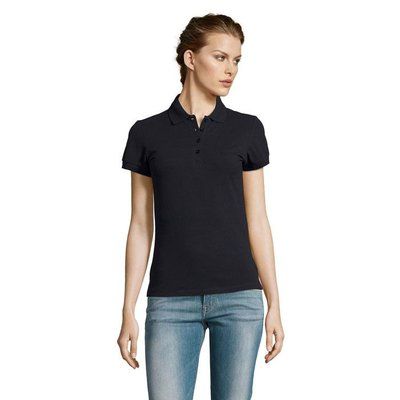 Polo Ajustado Mujer 210g Algodón Azul Mar S