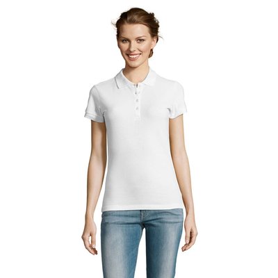 Polo Ajustado Mujer 210g Algodón Blanco 3XL