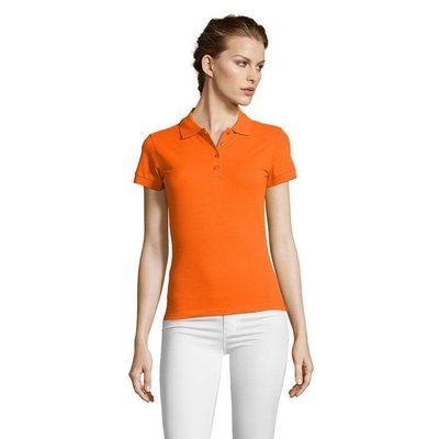 Polo Ajustado Mujer 210g Algodón Naranja M