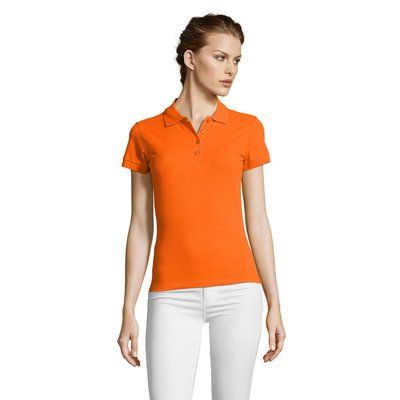 Polo Ajustado Mujer 210g Algodón Naranja Xxl