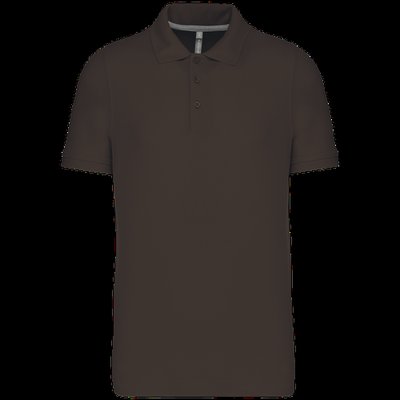 Polo de algodón manga corta para hombre CHOCOLATE XL