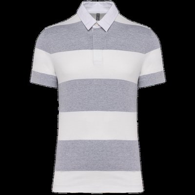 Polo algodón a rayas unisex Oxford Grey / White Stripes XXL