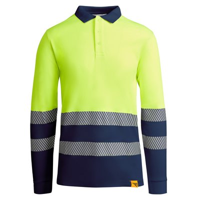 Polo AV Manga Larga Transpirable Marino/Amarillo Fluor 3Xl