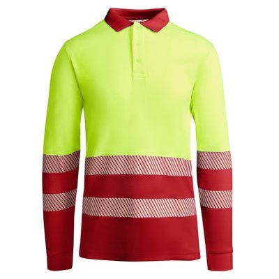 Polo AV Manga Larga Transpirable ROJO LABORAL/AMARILLO FLÚOR M