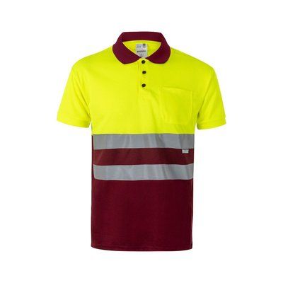 Polo con bandas reflectantes Burdeos/Amarillo 5Xl