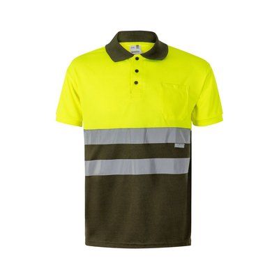 Polo con bandas reflectantes Verde militar/Amarillo 5Xl