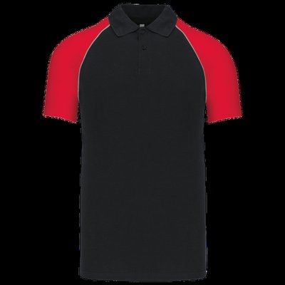 Polo baseball manga corta Black / Red XXL