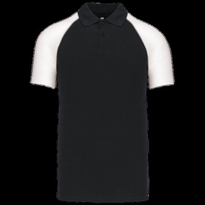 Polo baseball manga corta Black / White Xxl