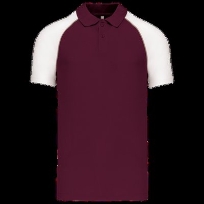 Polo baseball manga corta Bordeaux / White XL