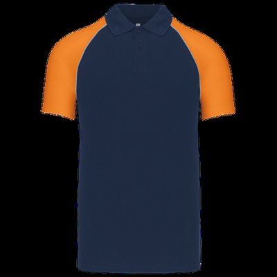 Polo baseball manga corta Navy / Orange XXL