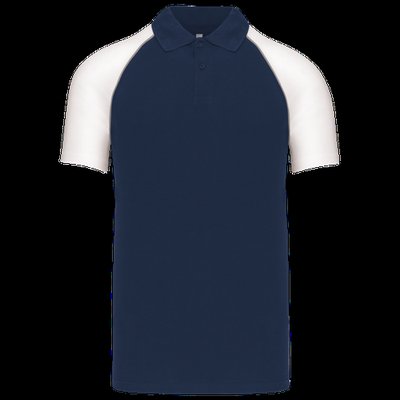 Polo baseball manga corta Navy / White 3XL