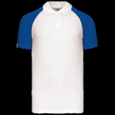 Polo baseball manga corta White / Royal Blue XL