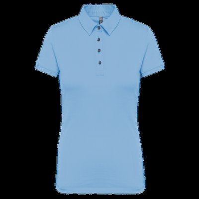 Polo básico de manga corta para mujer Sky Blue S