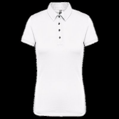 Polo básico de manga corta para mujer White Xl