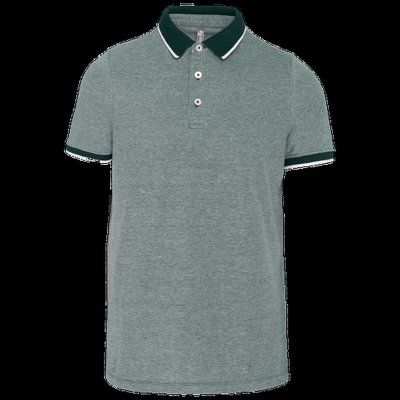 Polo bicolor hombre 100% algodón Marl Fir Green M