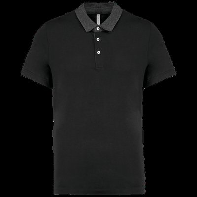 Polo bicolor hombre algodón Black / Dark Grey Heather 3XL