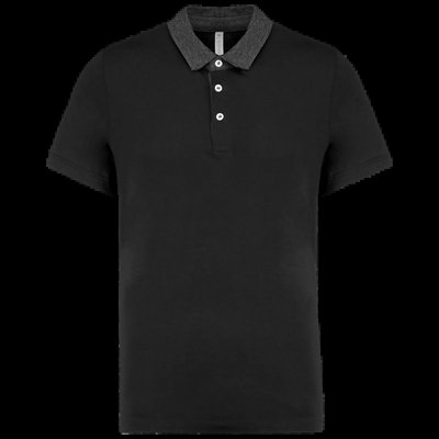Polo bicolor hombre algodón Black / Dark Grey Heather M