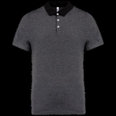 Polo bicolor hombre algodón Dark Grey Heather / Black 3Xl