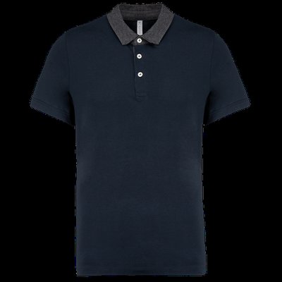 Polo bicolor hombre algodón Navy / Dark Grey Heather 3Xl