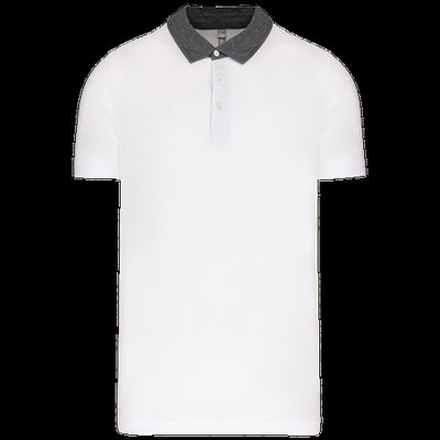 Polo bicolor hombre algodón White / Dark Grey Heather 3XL