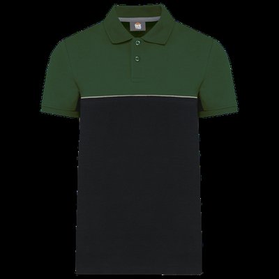 Polo bicolor manga corta unisex Black / Forest Green L