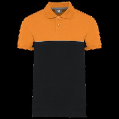 Polo bicolor manga corta unisex Black / Orange XXL