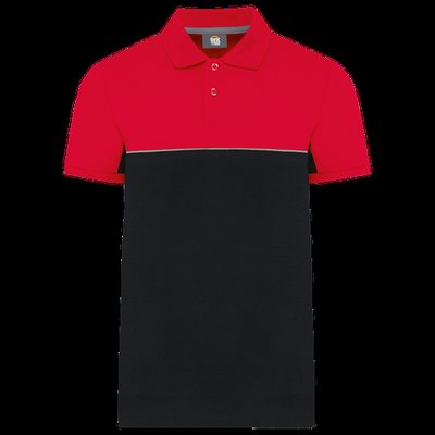 Polo bicolor manga corta unisex Black / Red XL