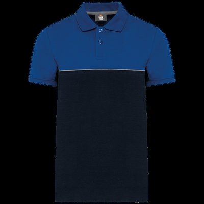 Polo bicolor manga corta unisex Navy / Royal Blue S