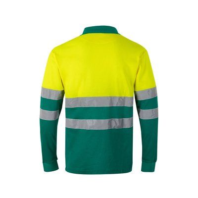 Polo bicolor manga larga con bandas reflectantes