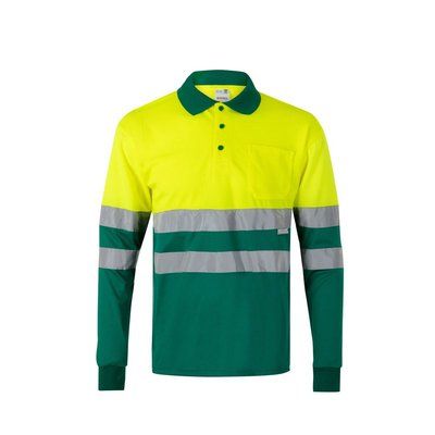 Polo bicolor de manga larga Verde 4Xl