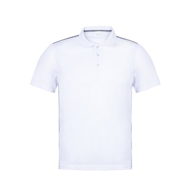 Polo Blanco Transpirable con Línea Gris Bla M
