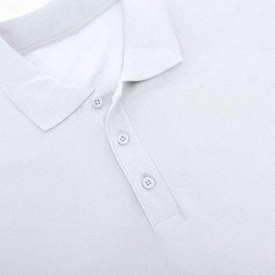 Polo blanco unisex con ribete acanalado