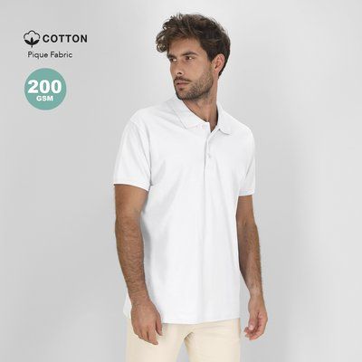 Polo blanco unisex con ribete acanalado
