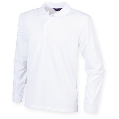 Polo clásico de manga larga unisex White XXL