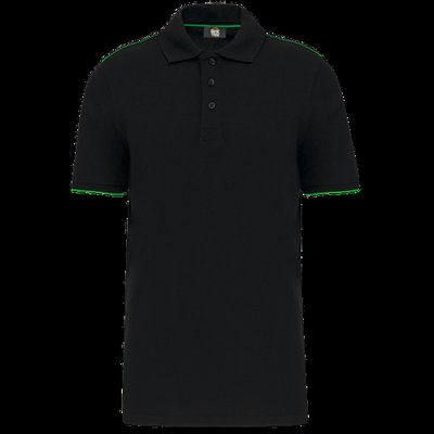 Polo contrastado hombre Black / Kelly Green 5XL