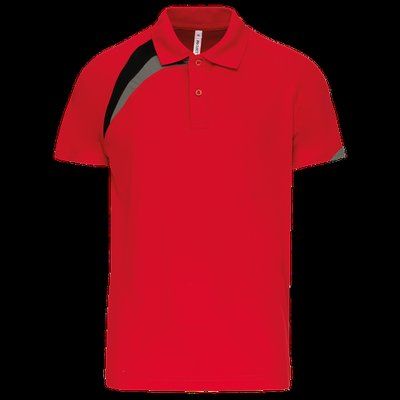 Polo deportivo unisex 100% poliéster Sporty red/Black/Storm grey XL