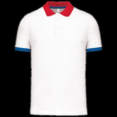 Polo entallado y estilo moderno White / Red / Sporty Royal Blue 3Xl