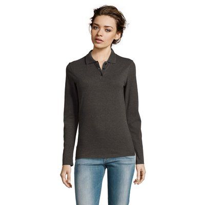 Polo Entallado Manga Larga Mujer Antracita Mezcla S