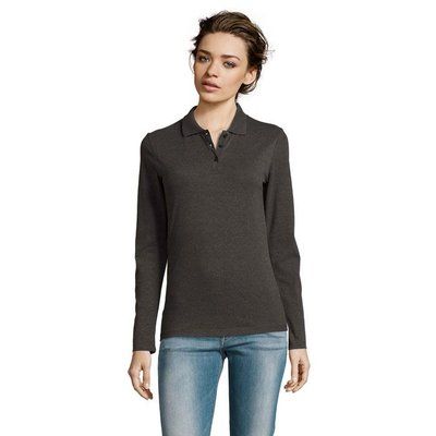 Polo Entallado Manga Larga Mujer Antracita Mezcla Xl