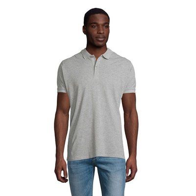 Polo de Hombre en Algodón Orgánico Gris Melange 2 5XL