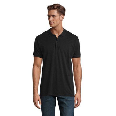 Polo de Hombre en Algodón Orgánico Negro/ Negro Opaco 3XL