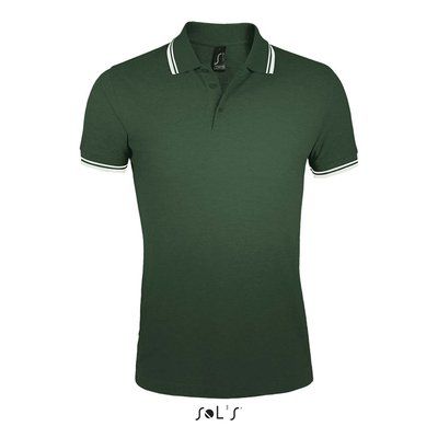 Polo Hombre Cuello Rayado 200g Forest Green/White L