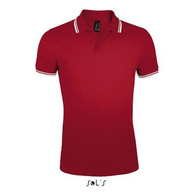 Polo Hombre Cuello Rayado 200g Rojo/Blanco Xxl