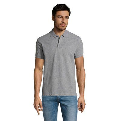 Polo Hombre Manga Corta 200g Gris Melange 2 3XL