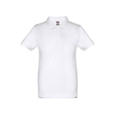 Polo infantil unisex de algodón manga corta Blanco 2
