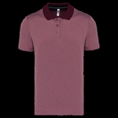 Polo jaspeado de manga corta Burgundy Heather XXL