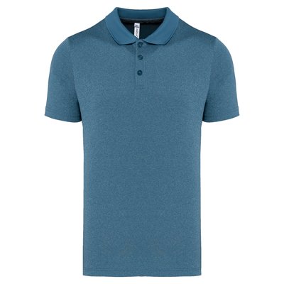 Polo jaspeado de manga corta Steel Blue Heather XXL